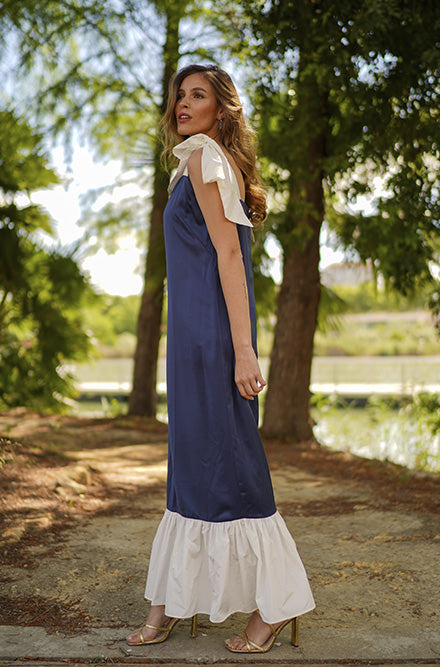 Vestido Bahía Azul y Blanco