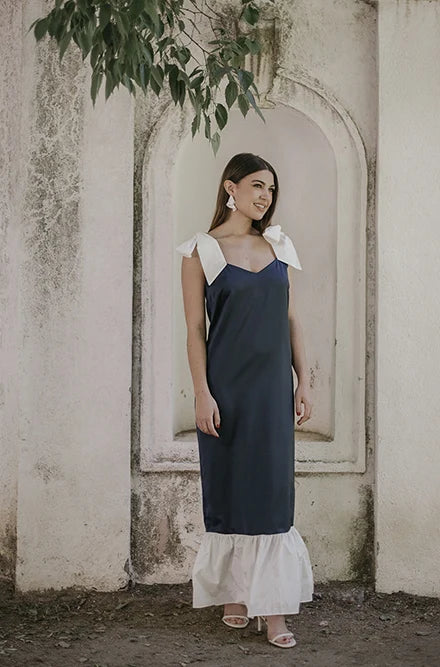 Vestido Bahía Azul y Blanco