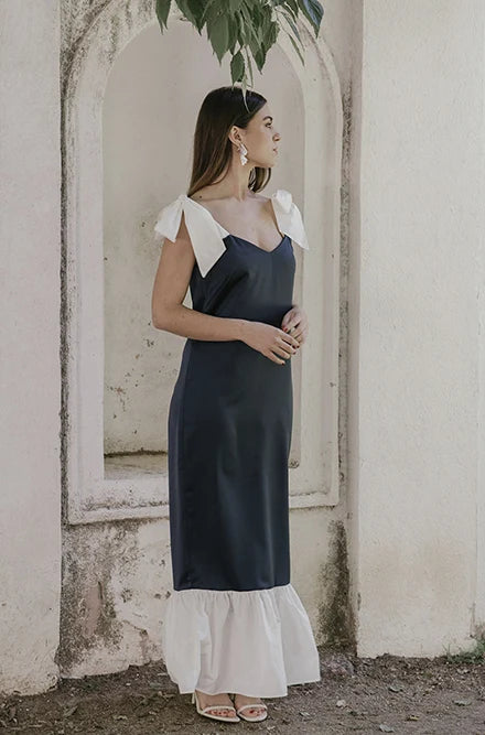 Vestido Bahía Azul y Blanco