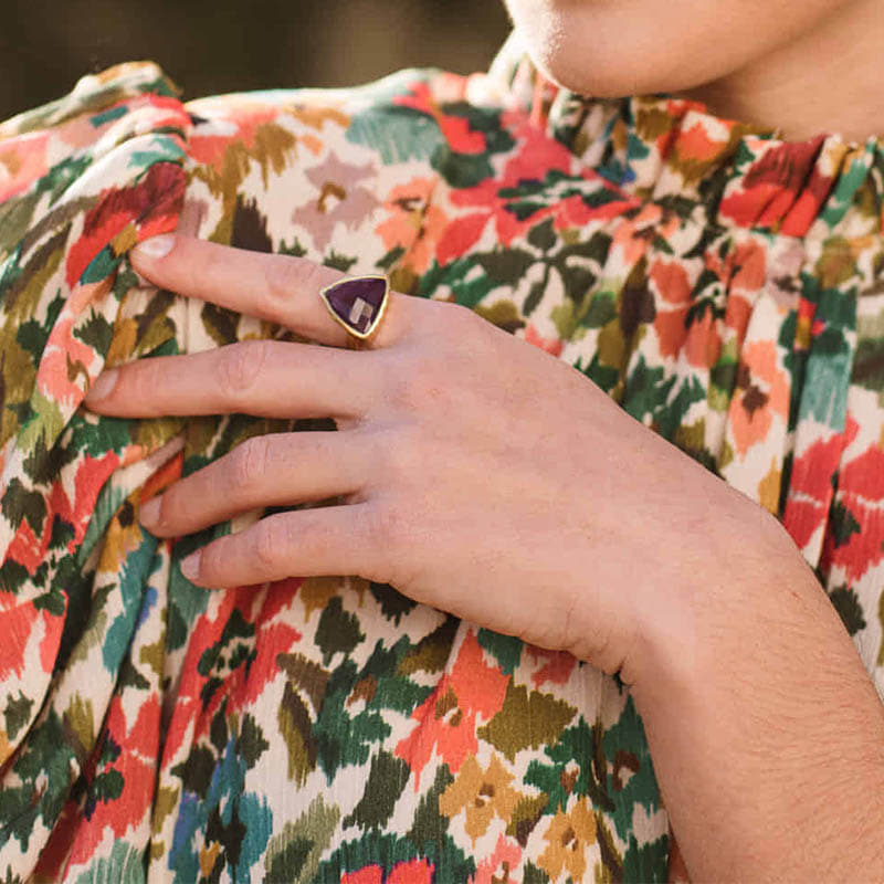 Anillo Premium Odell Morado Amatista Talla 14