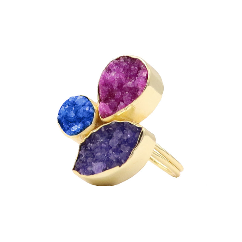 Anillo Greas Drusa Fucsia. Morado y Azul