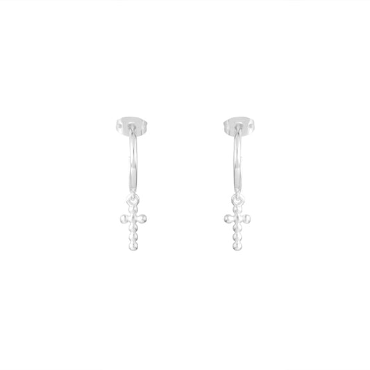 Pendientes Aros Temple Cruz Plata