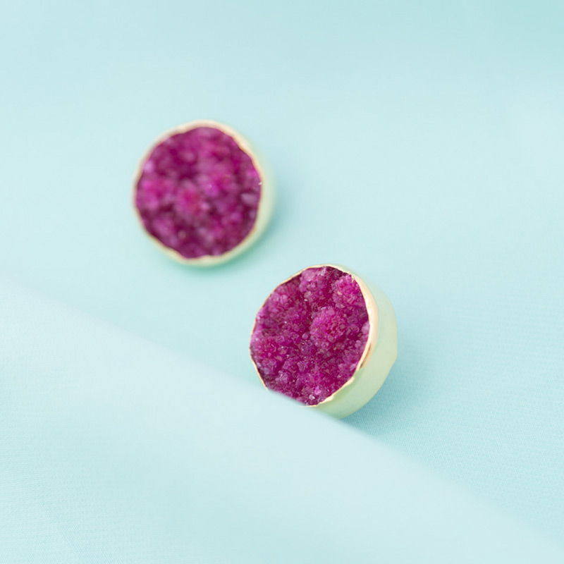 Pendientes Bouton Fucsia mo