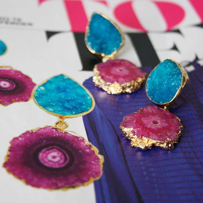 Pendientes Malin Azul Turquesa y Fucsia