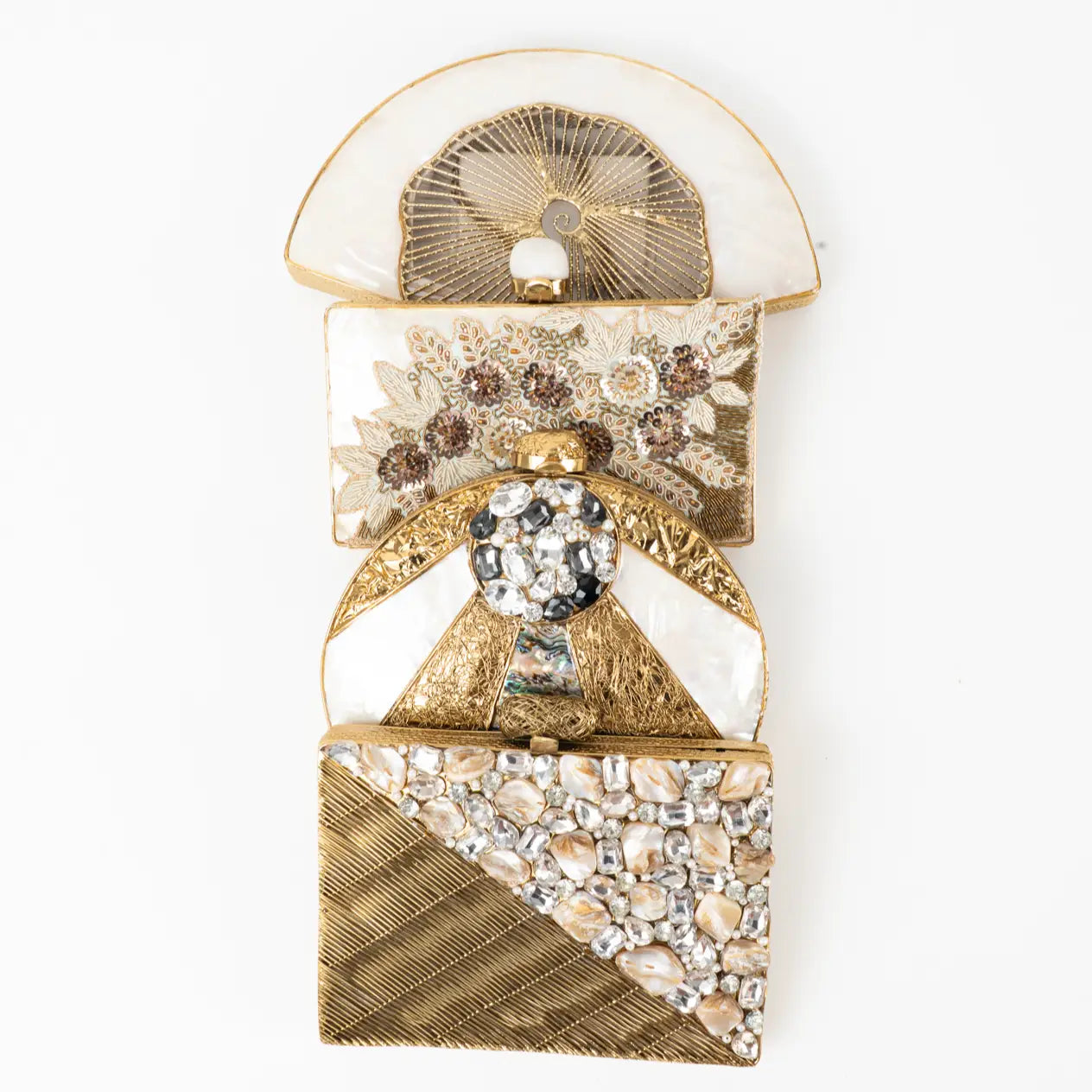 Clutch Deluxe Abanico Flor y Nácar