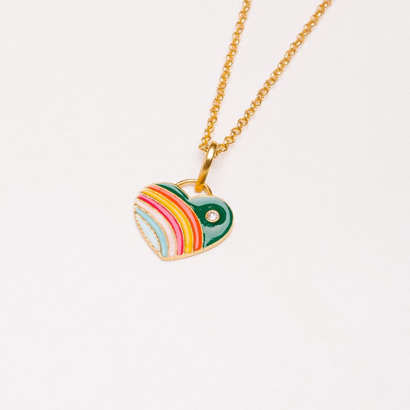 Colgante Corazón Rainbow Verde