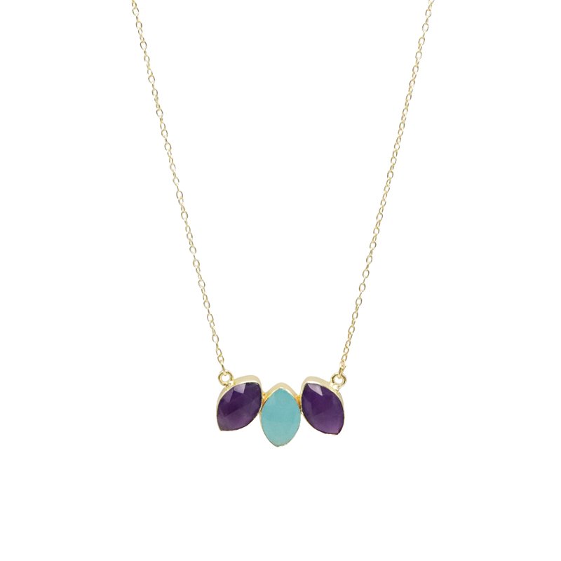 Colgante Ziba Morado amatista y Azul agua