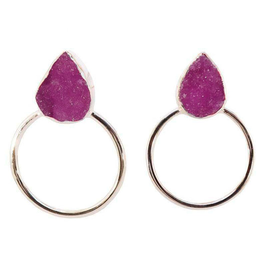 Pendientes Diwa Big Plata Fucsia mo