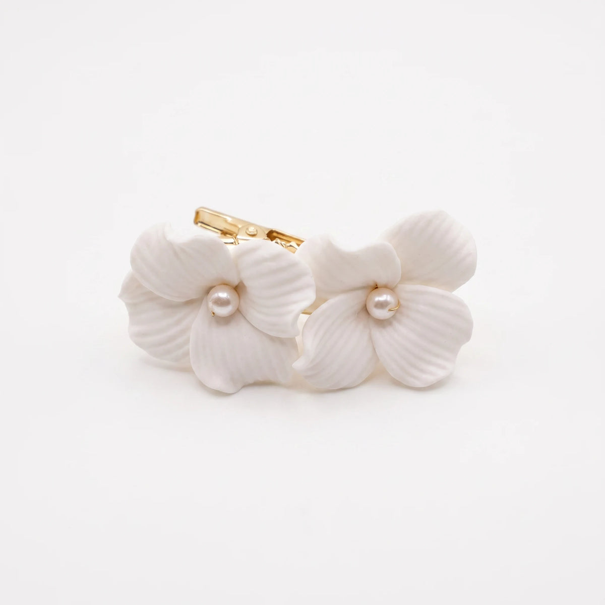 Pinza Cerámica Delfa Doble Flor Blanco