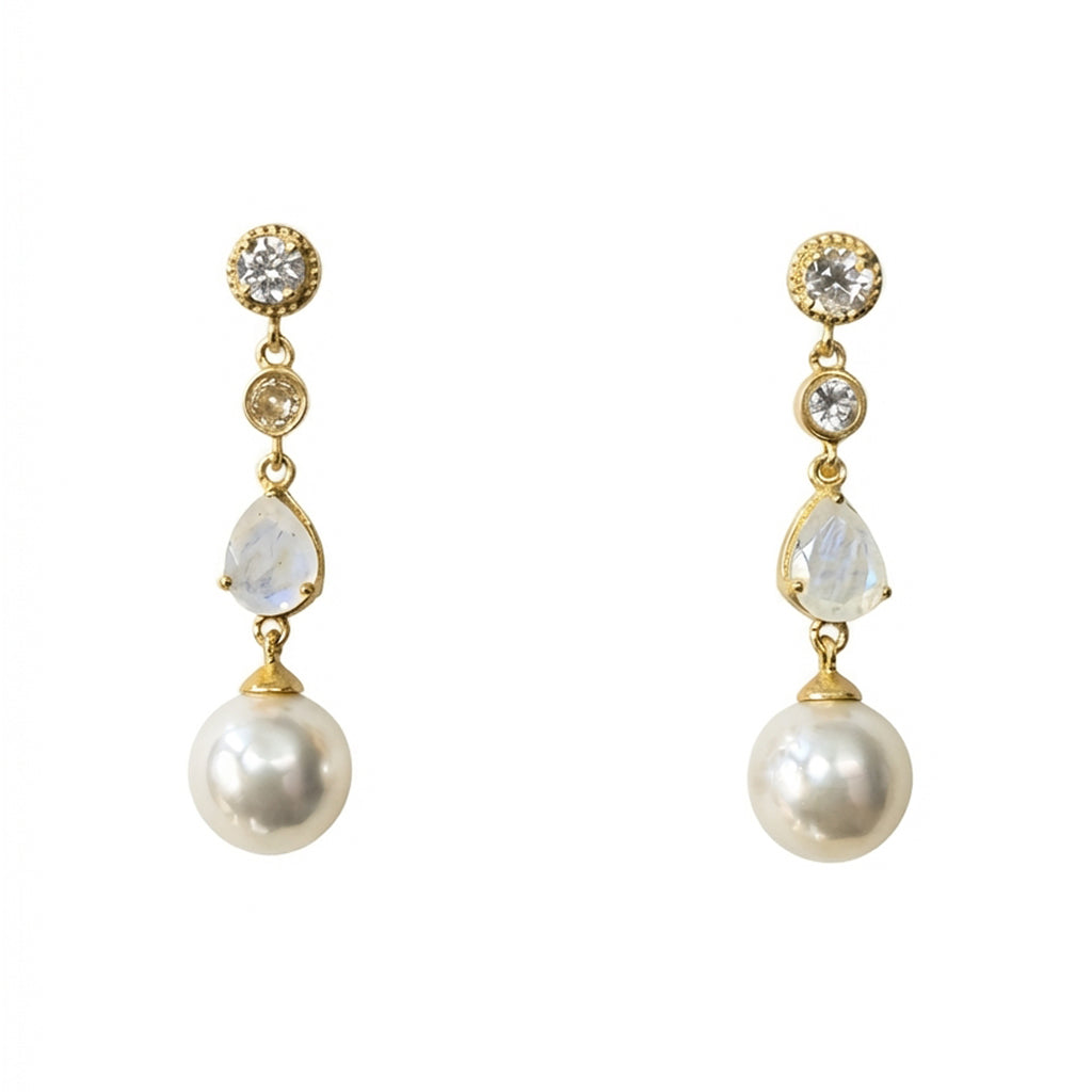 Pendientes Inmaculada Shine Piedra lunar Perla