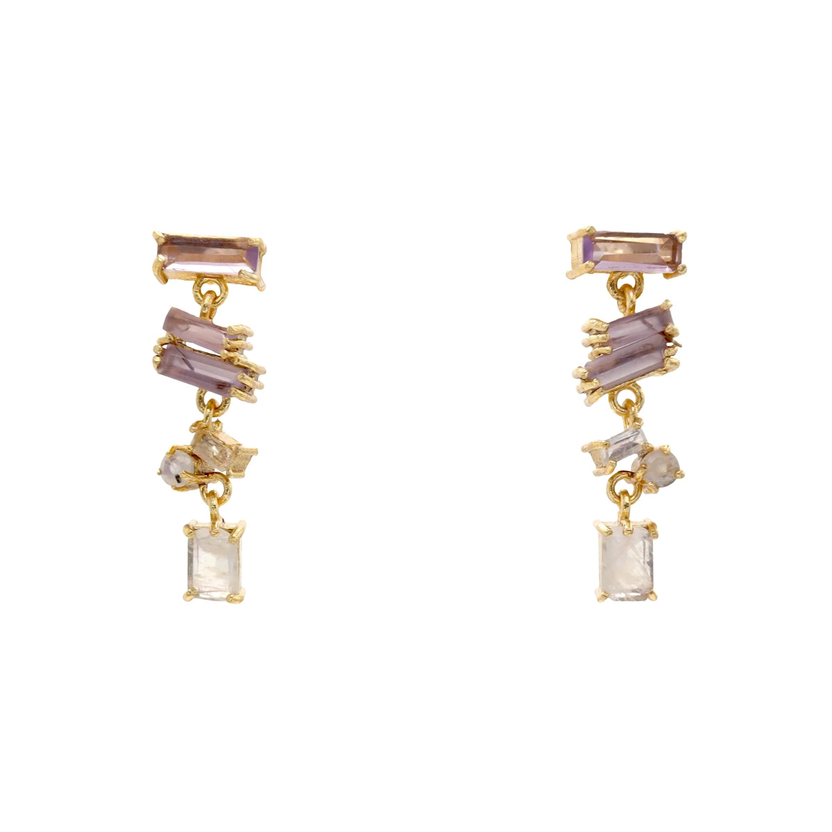 Pendientes Moitié Morado y Piedra lunar
