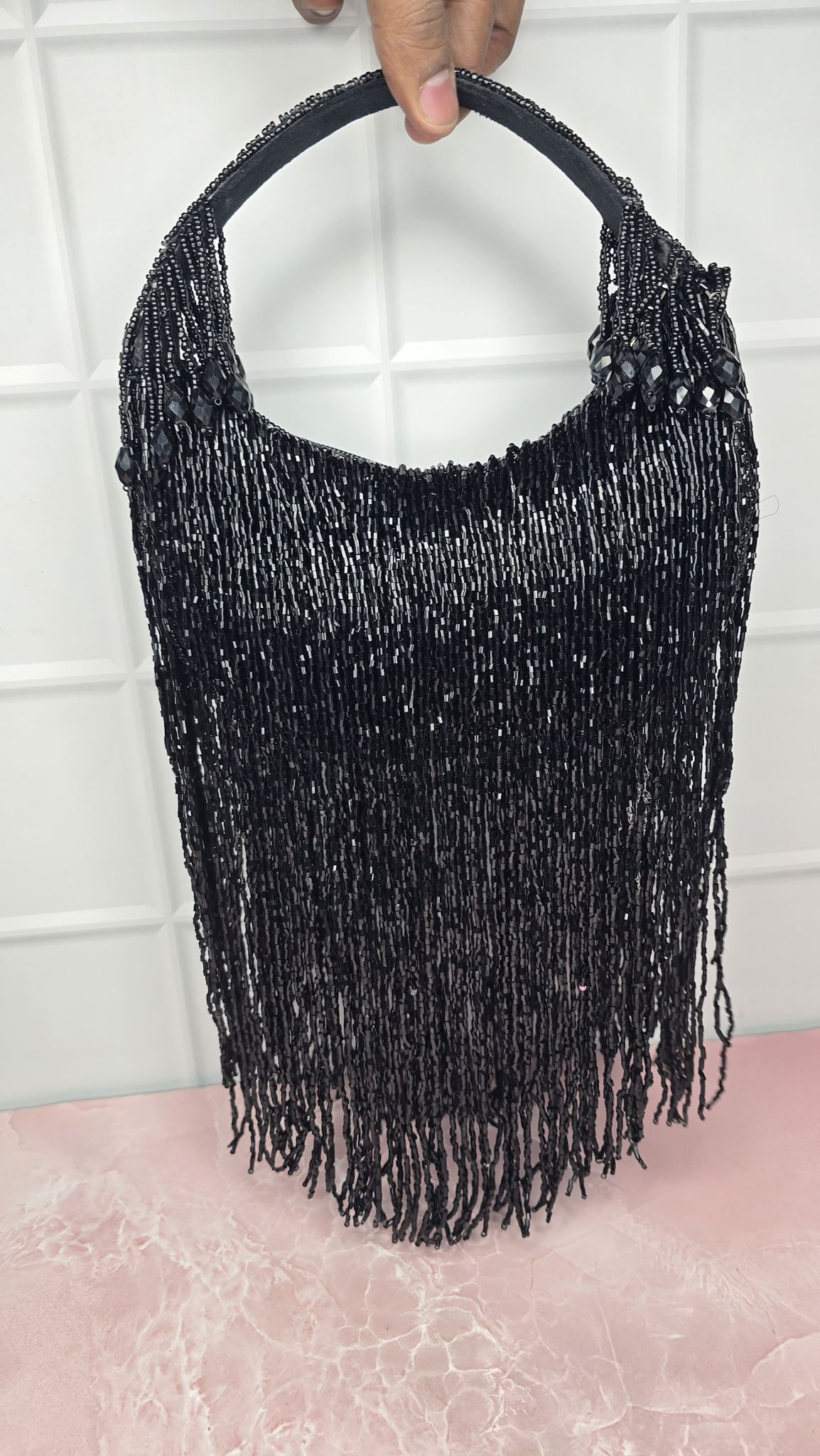 Bolso Asa Surco Flecos Negro
