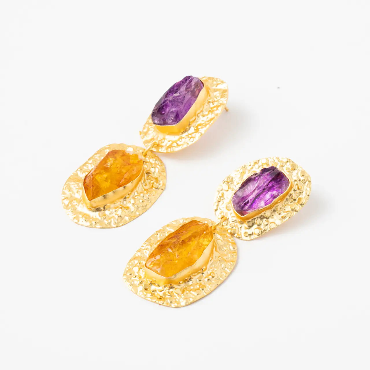 Pendientes Elenis Ed. Limitada Rough Morado y Amarillo