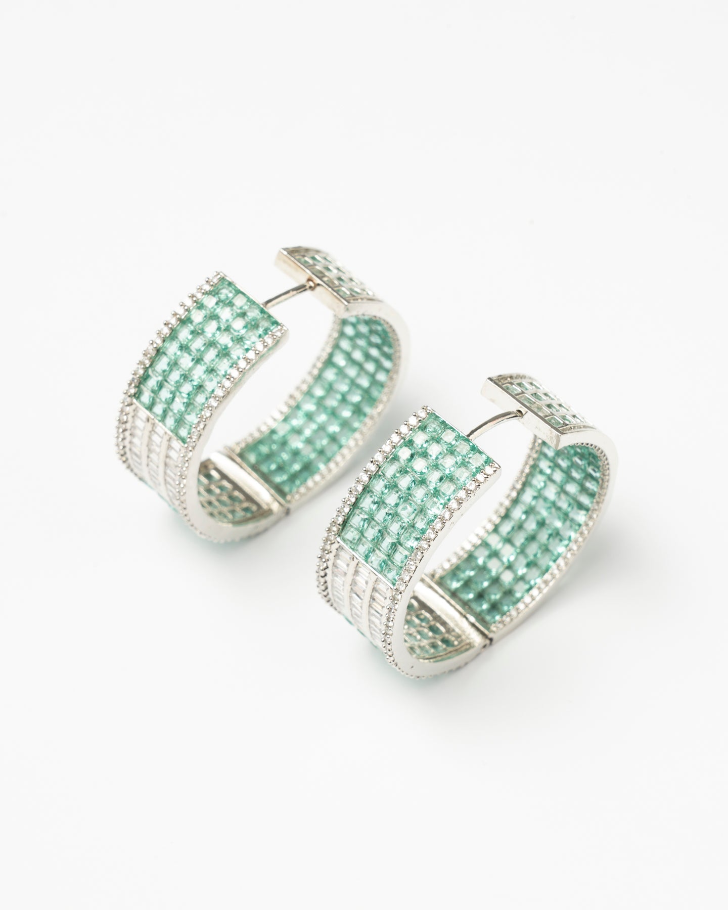 Venta Flash Vintage Pendientes Aros Resma Ed. Limitada Plata Verde