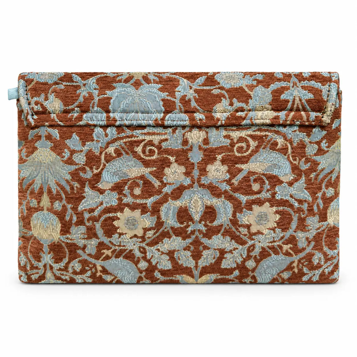 Bolso Sobre Tapiz Estampado Damasco Teja y Azul