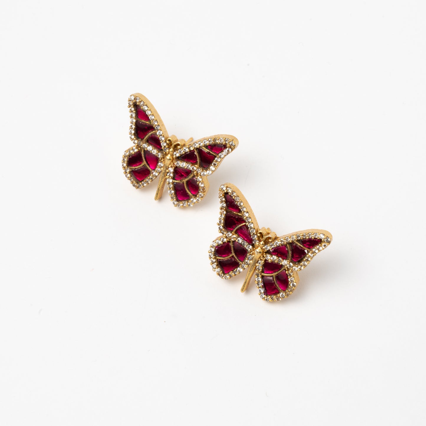 Venta Flash Vintage Pendientes Dorvella Mariposa Ed. Limitada Rubí-Fucsia