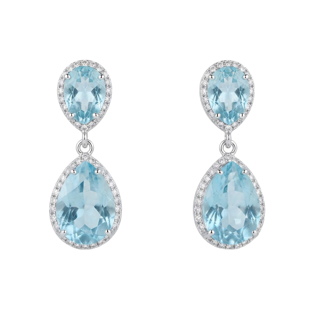 Pendientes Aquanova Plata Azul claro aguamarina
