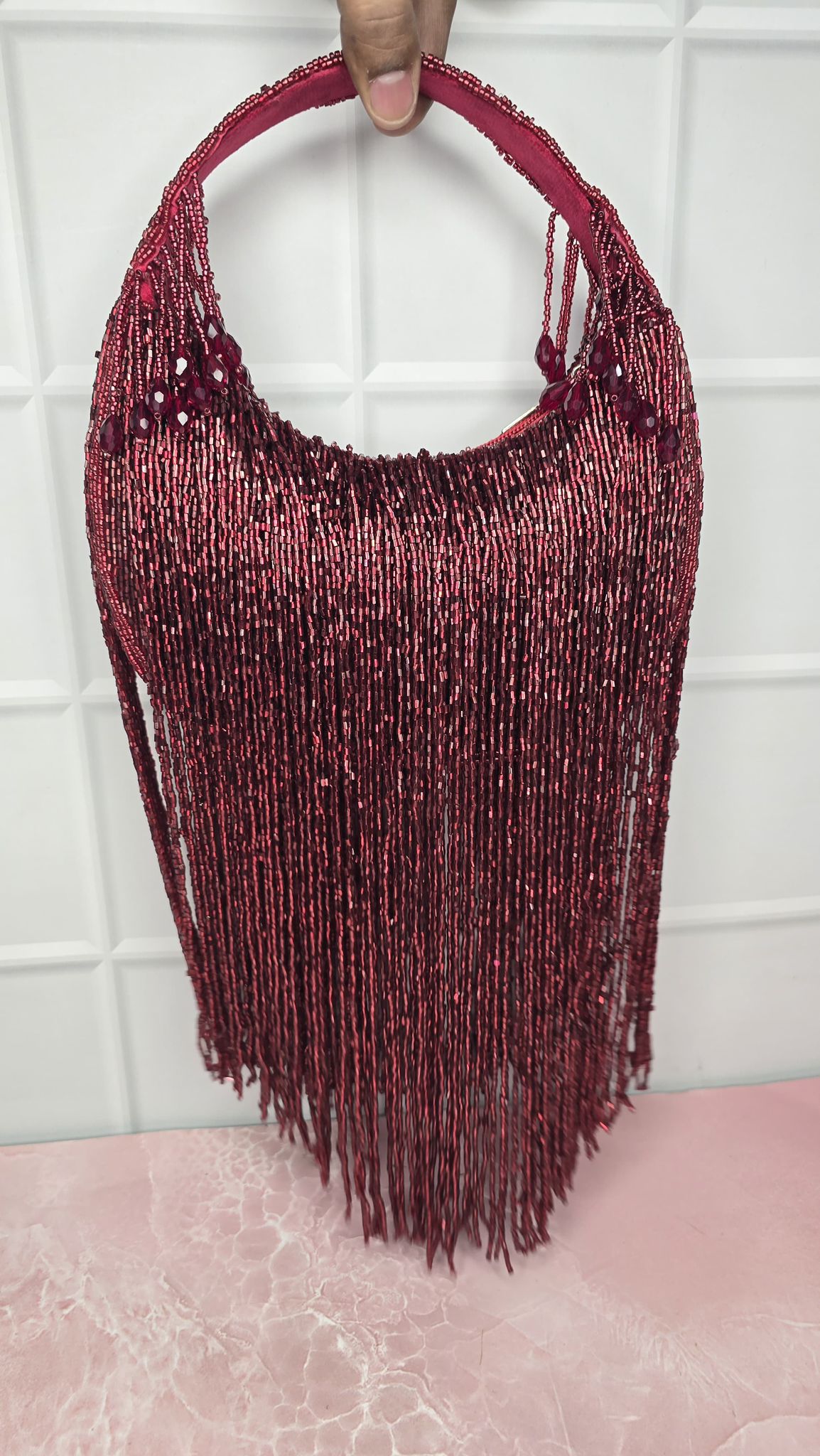 Bolso Asa Surco Flecos Burdeos