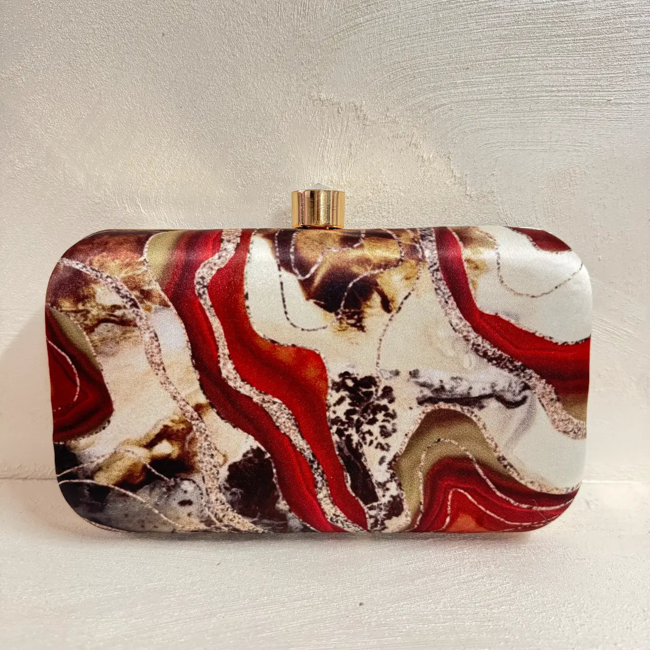 Bolso Print Abstract Rojo, Marrón y Blanco