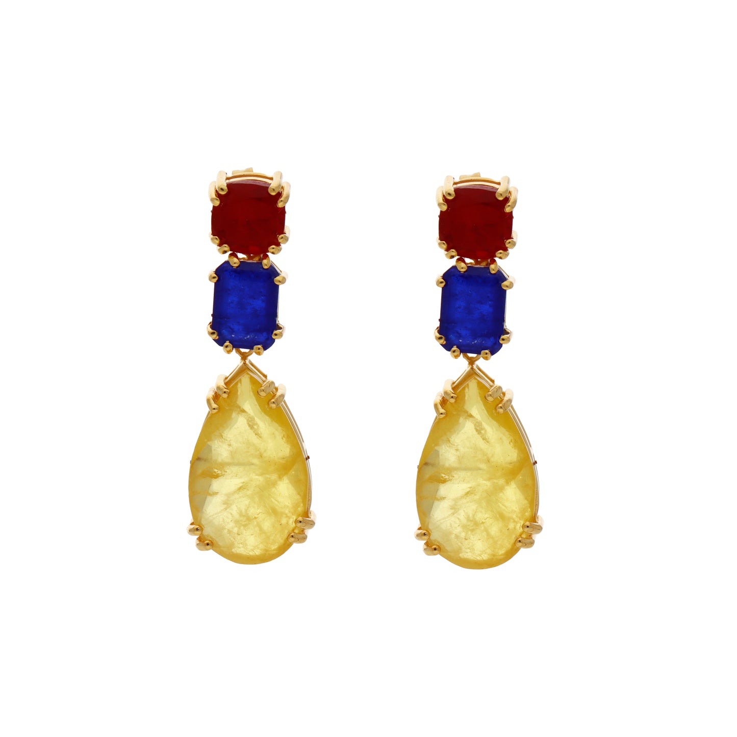 Pendientes Doublet Mango Rojo, Azul y Amarillo
