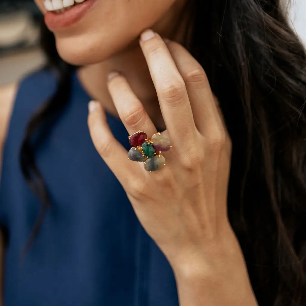 Anillo Mosaico Gaudí Ed. Limitada 9 Verde, RubÍ, Amarillo y Gris