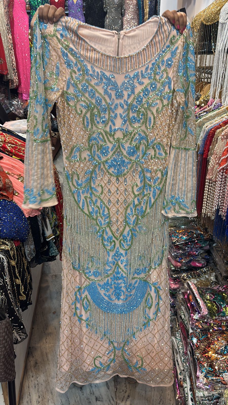 Vestido Largo Joya Rosa, Azul y Verde