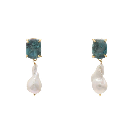 Pendientes Marea Azul Turquesa y Perla