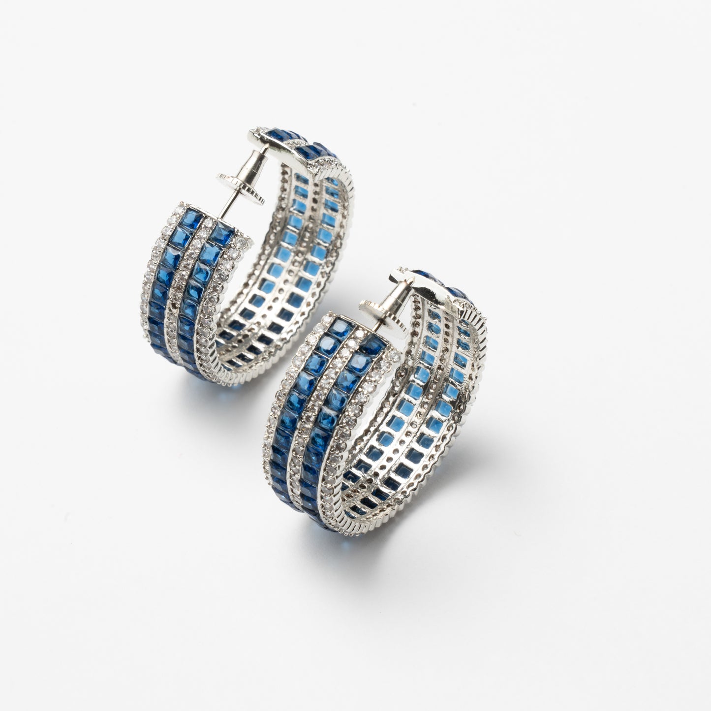 Venta Flash Vintage Pendientes Aros Astoria Ed. Limitada Plata Azul