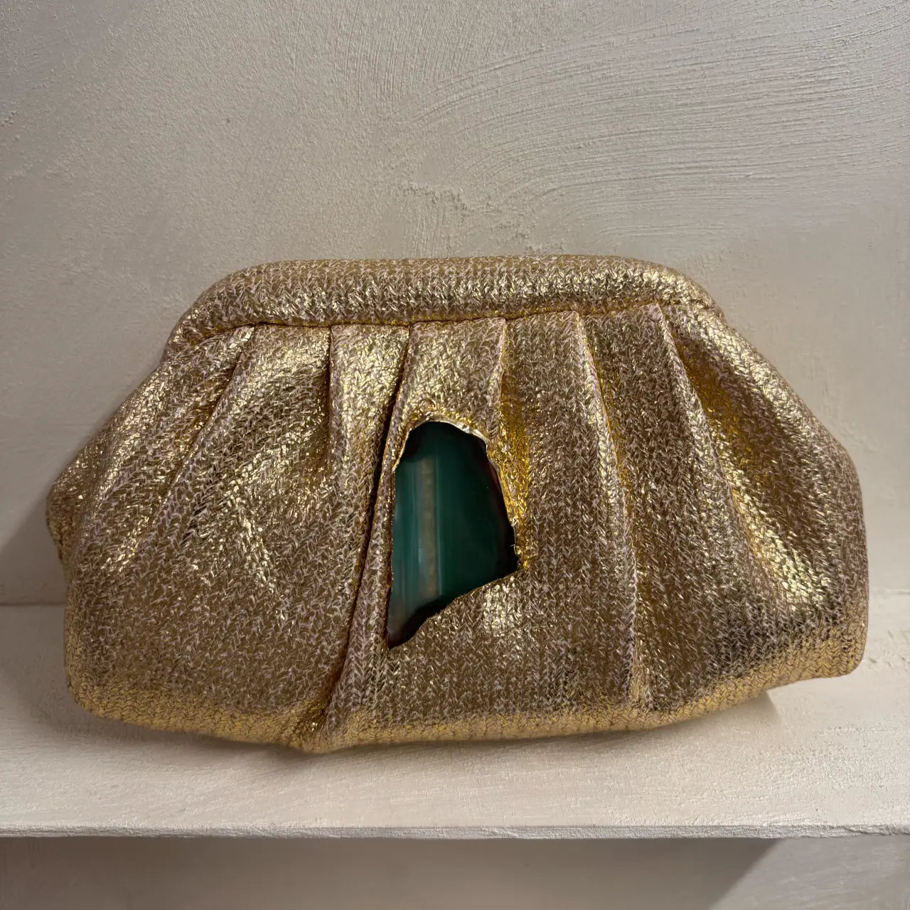 Bolso Nube Ojal Dorado Piedra Verde