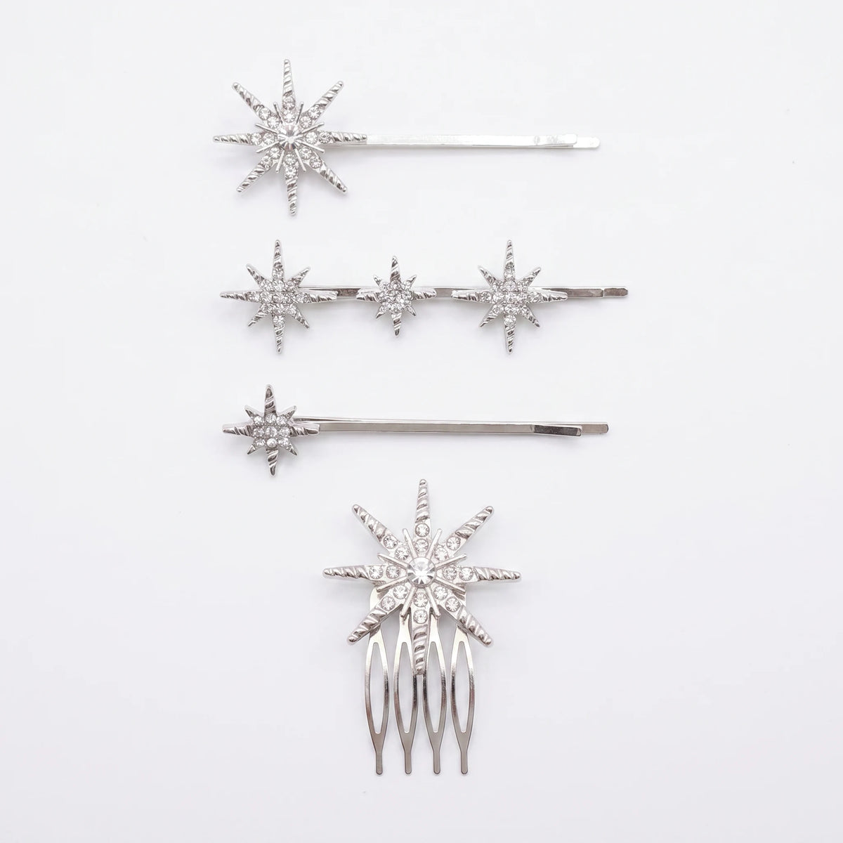 Conjunto Horquillas Estrellas Universe Plata Shine
