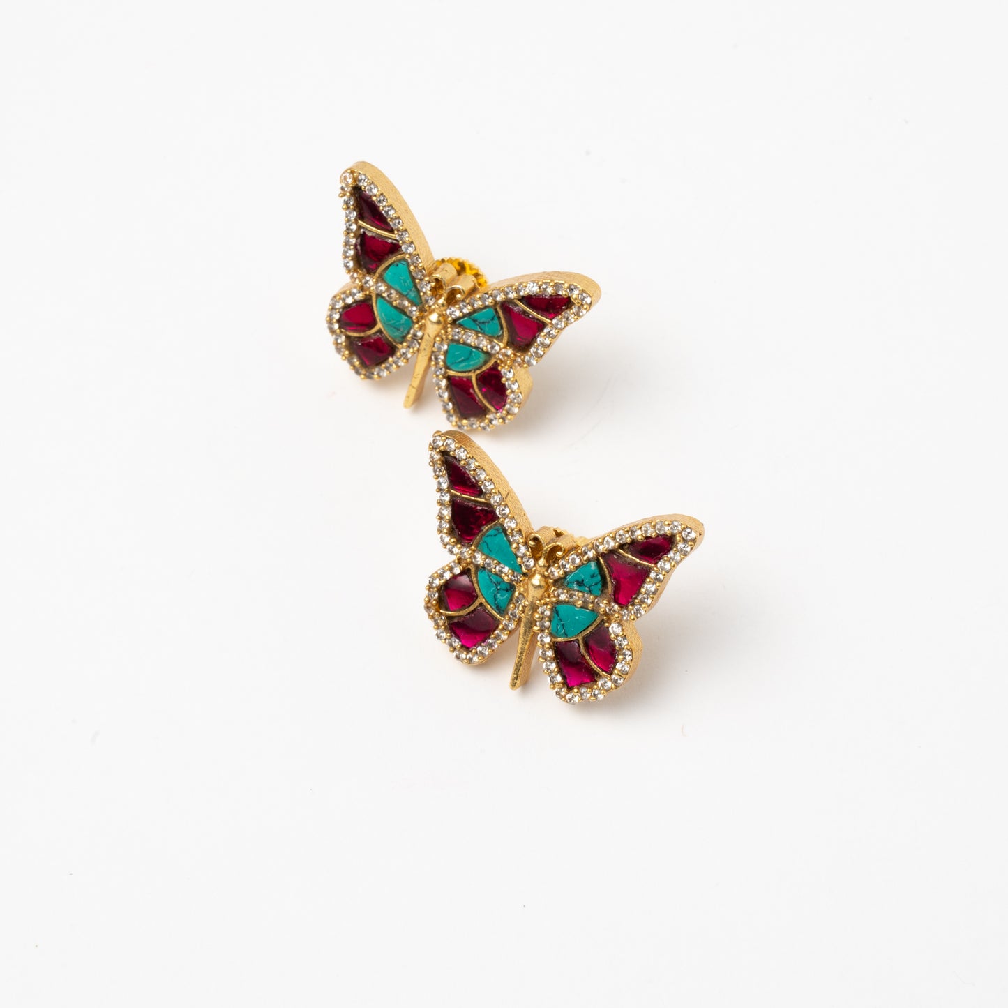Venta Flash Vintage Pendientes Dorvella Mariposa Ed. Limitada Turquesa y Rubí-Fucsia