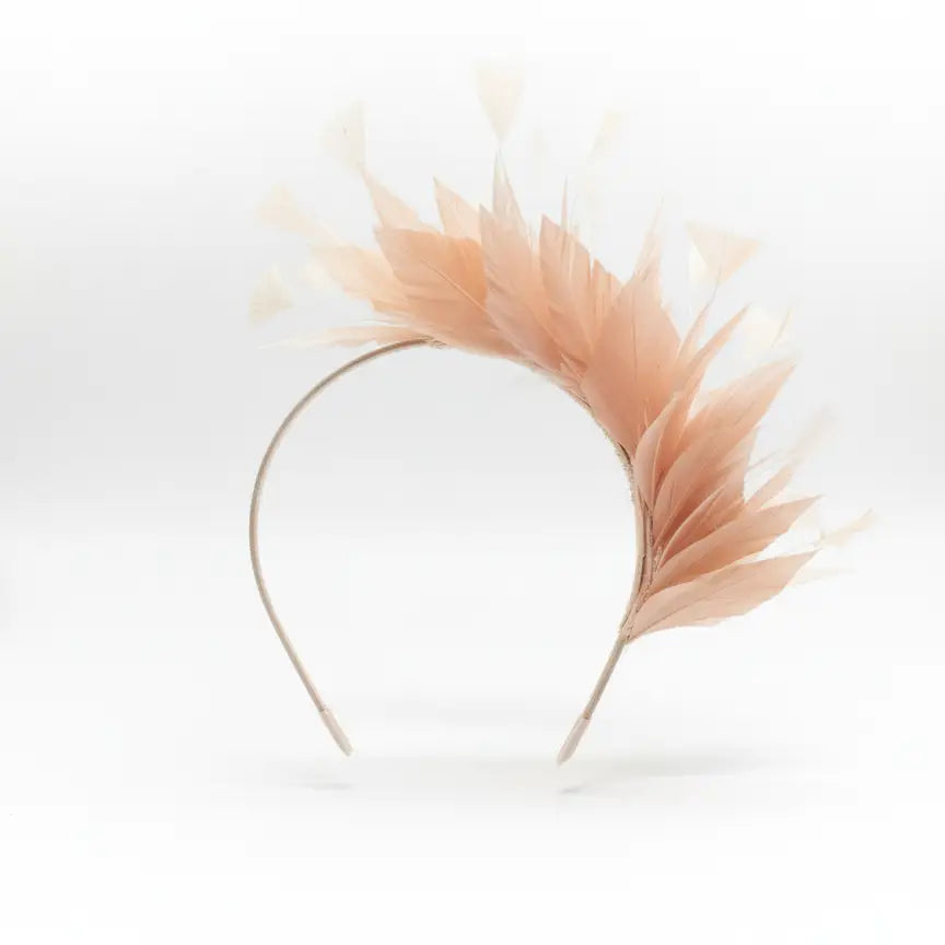 Tocado Diadema Viena Plumas Beige