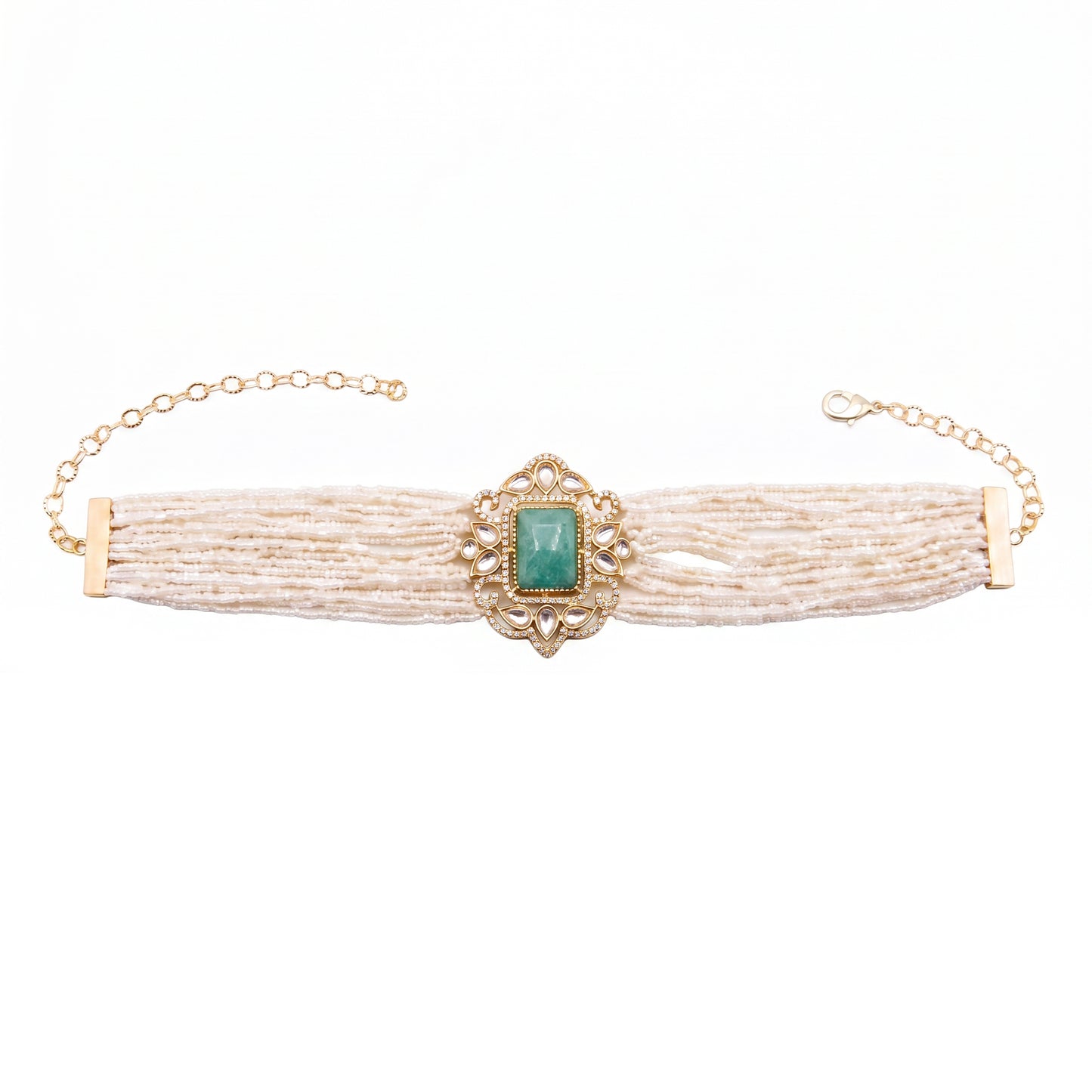 Choker Colette Amazonita y Perlas