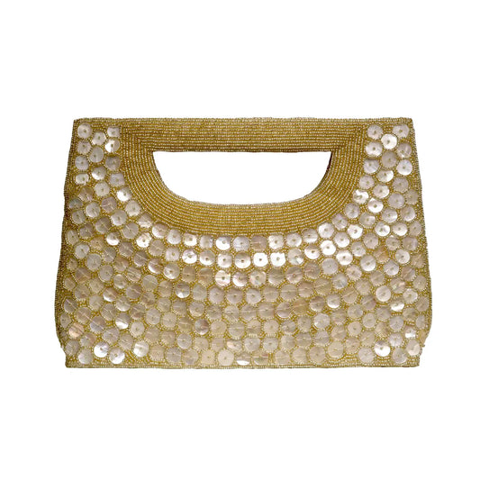 Bolso Asa Lena Nácar Beige Dorado