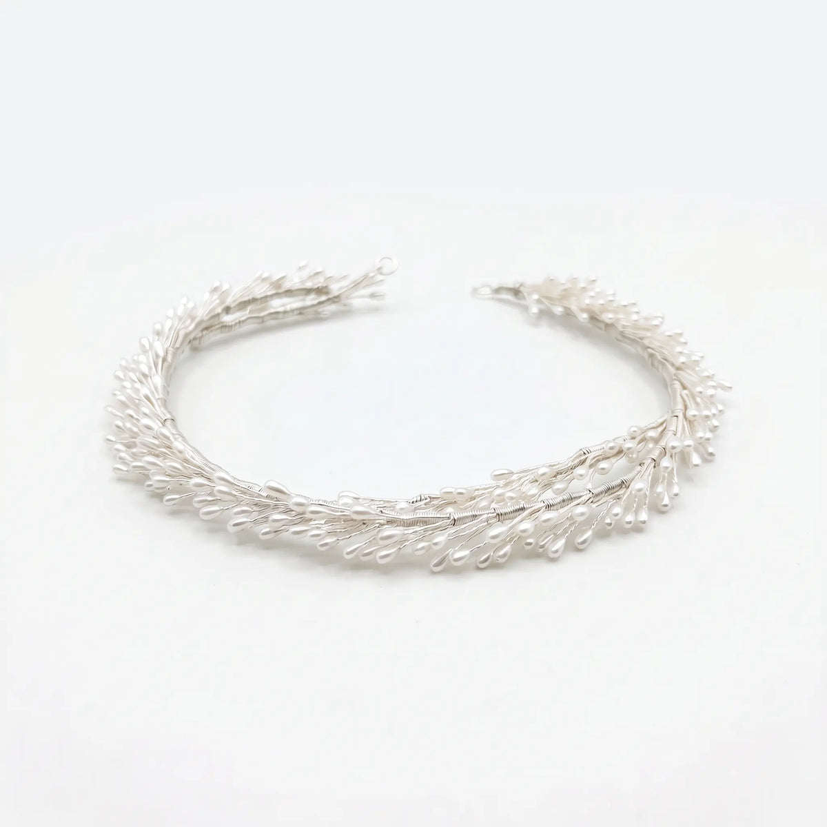 Tocado Anabel Plata Doble Blanco