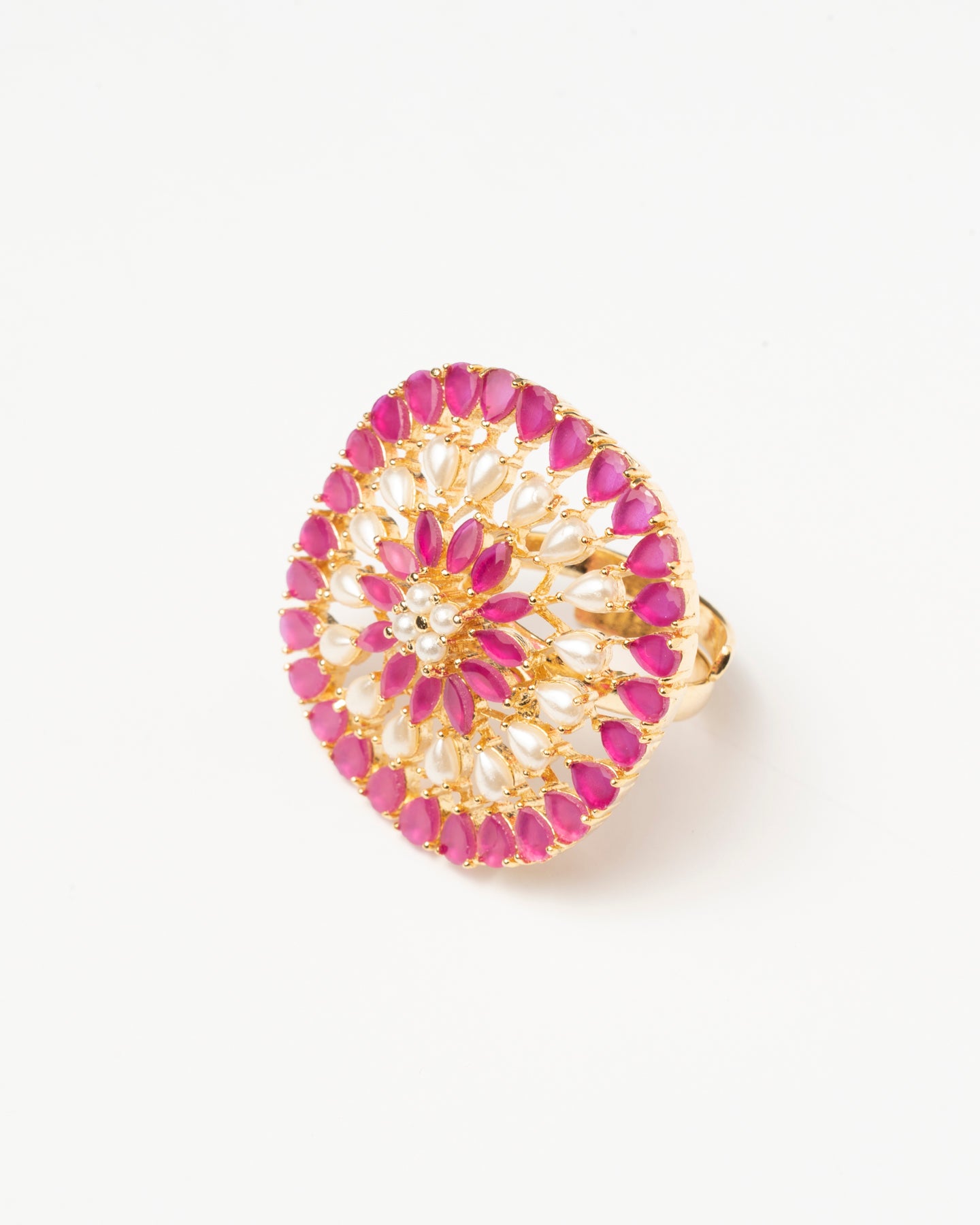 Venta Flash Vintage Anillo Triguero Ed. Limitada Fucsia y Perlas