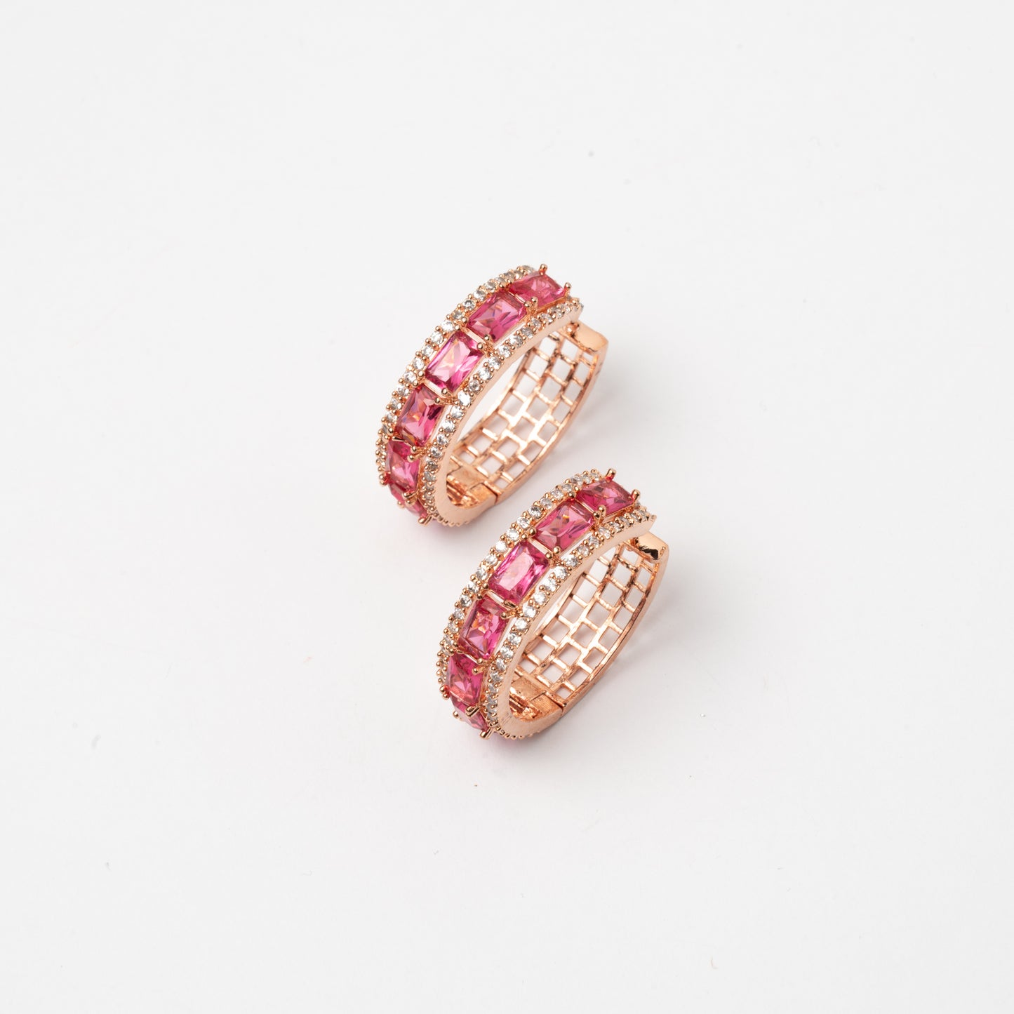 Venta Flash Vintage Pendientes Aros Fiorina Ed. Limitada Oro Rosa y Fucsia