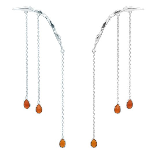 Pendientes Sinag Trepador Plata Naranja