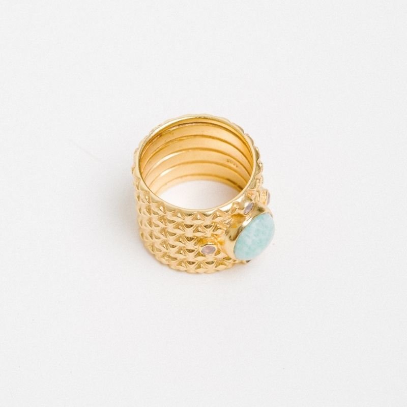 Anillo Valois Verde agua Amazonita Ed. Limitada