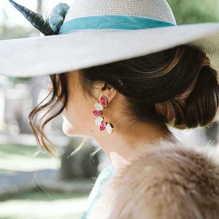 Pendientes Boreal Fucsia mo y Blanco