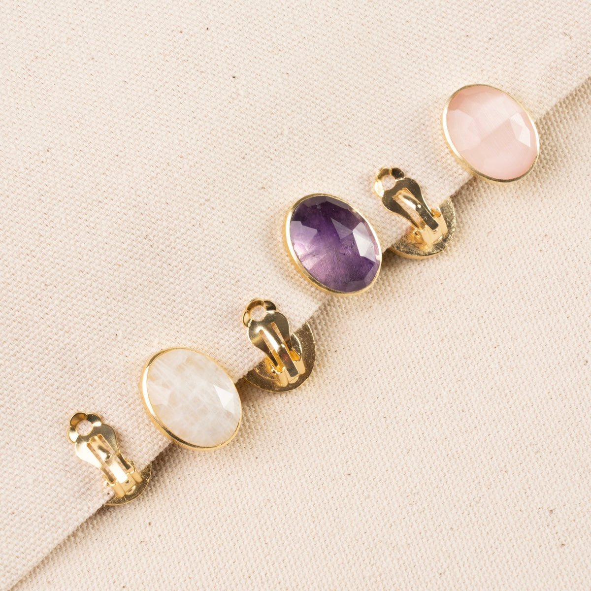 Pendientes Tillya Piedra Lunar (de clip)