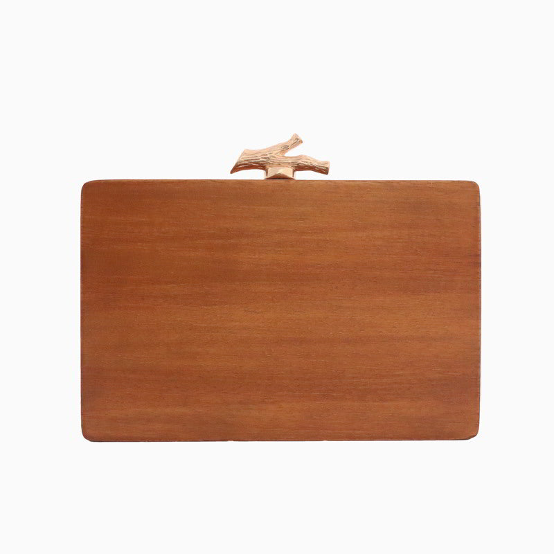 Clutch Madera Hojas Bordadas