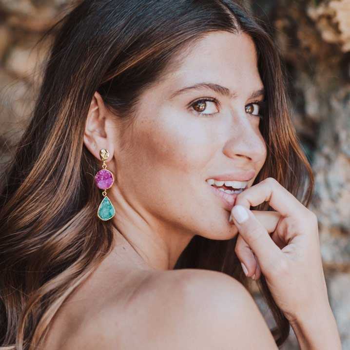 Pendientes Acanthus Fucsia mo y Negro