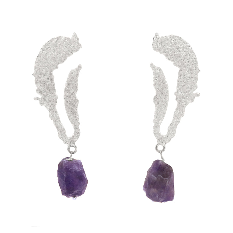 Pendientes Akebia Ed. Limitada Plata Rough Morado