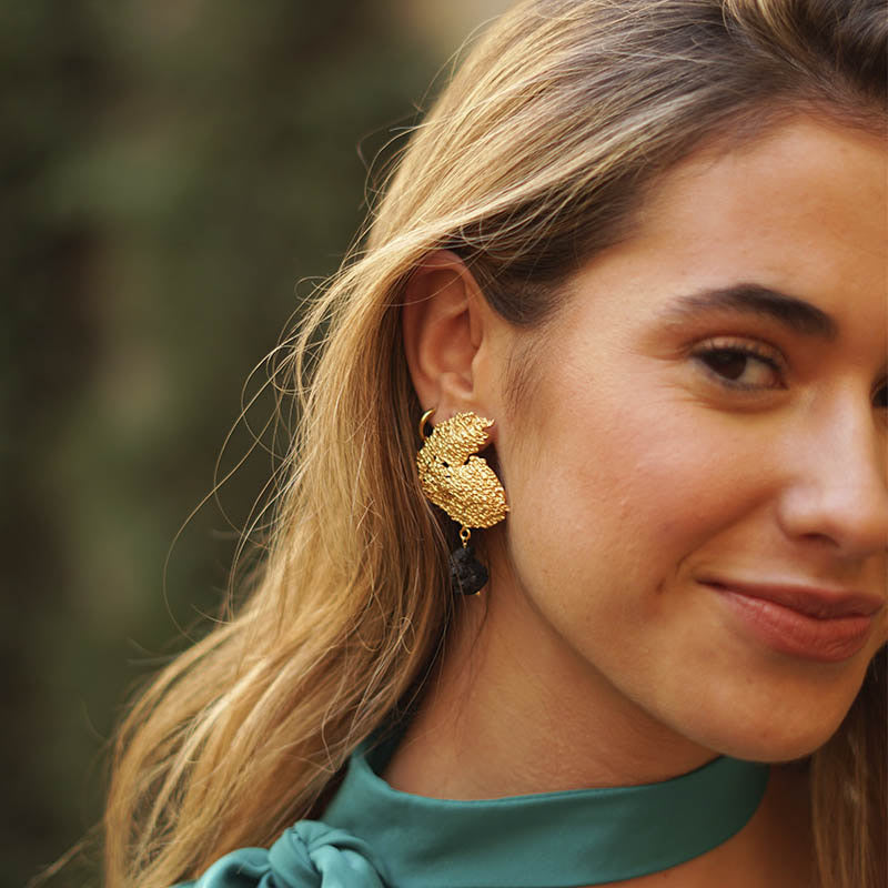 Pendientes Alados Ed. Limitada Plata Rough Verde Agua