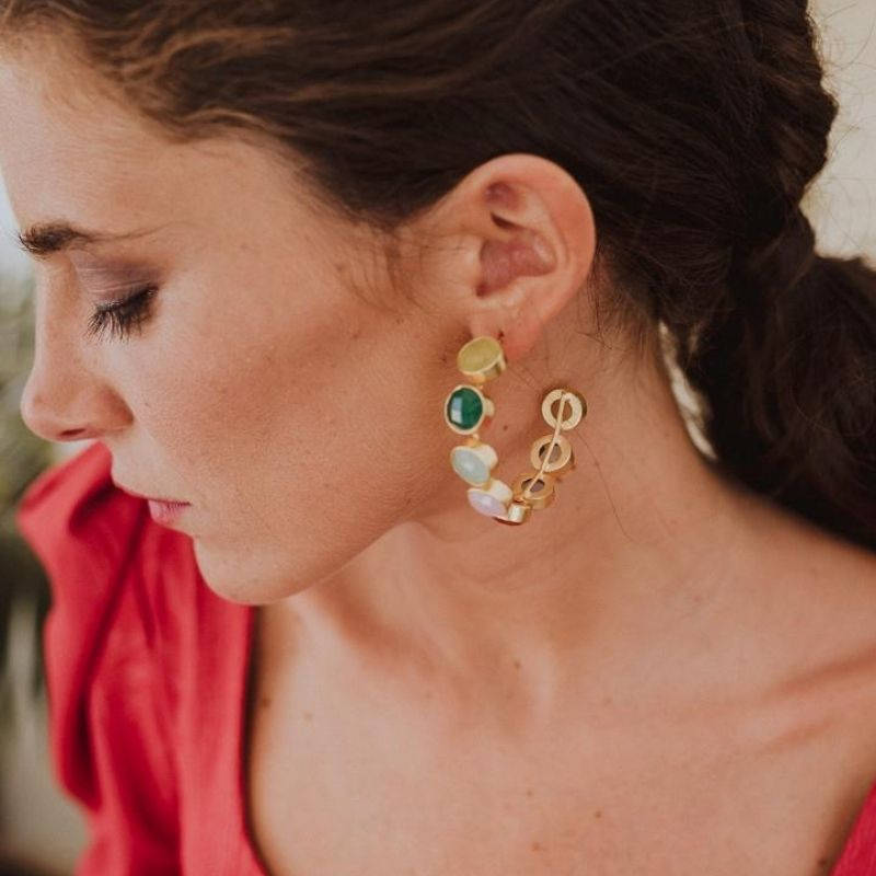 Pendientes Aros Esfera Multicolor