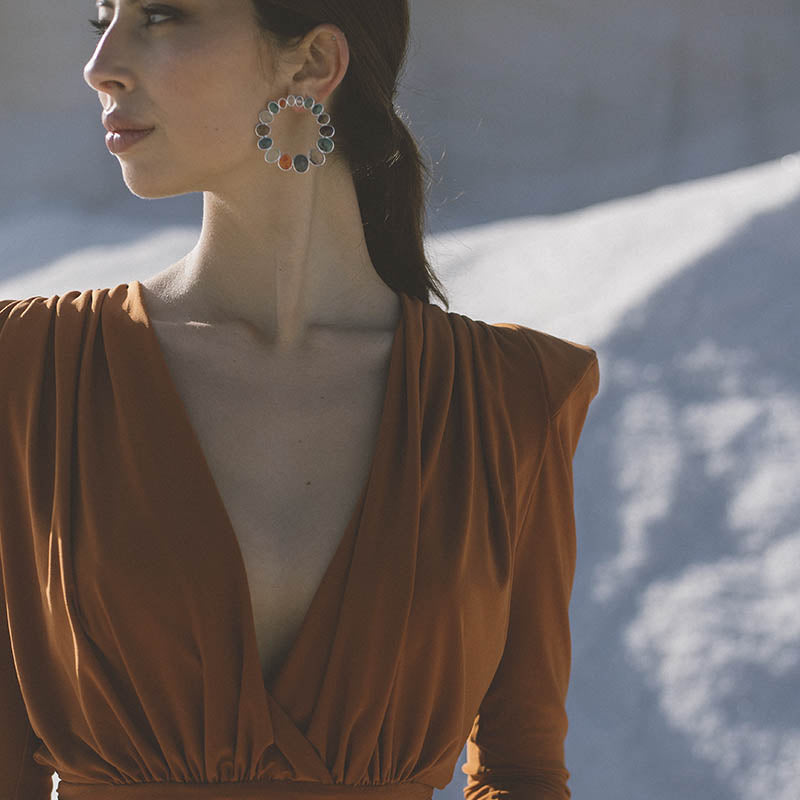 Pendientes Atómico Deluxe Plata Multicolor Garden