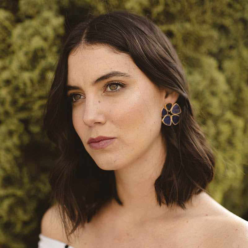 Pendientes Flor Batres Azul Lapis