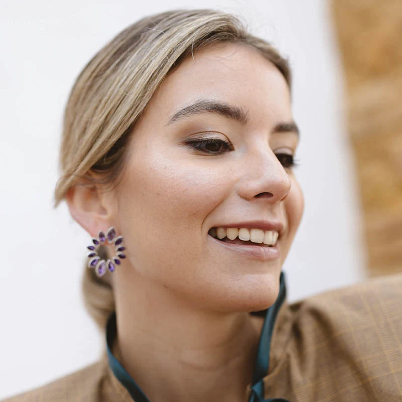 Pendientes Belmonte Plata Morado Amatista