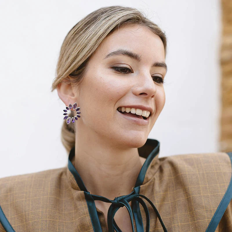 Pendientes Belmonte Plata Morado Amatista